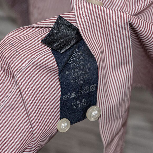 Zegna Sport Men's Long Sleeve Button up Shirt in Red White Stripes Size XL - Picture 7 of 7